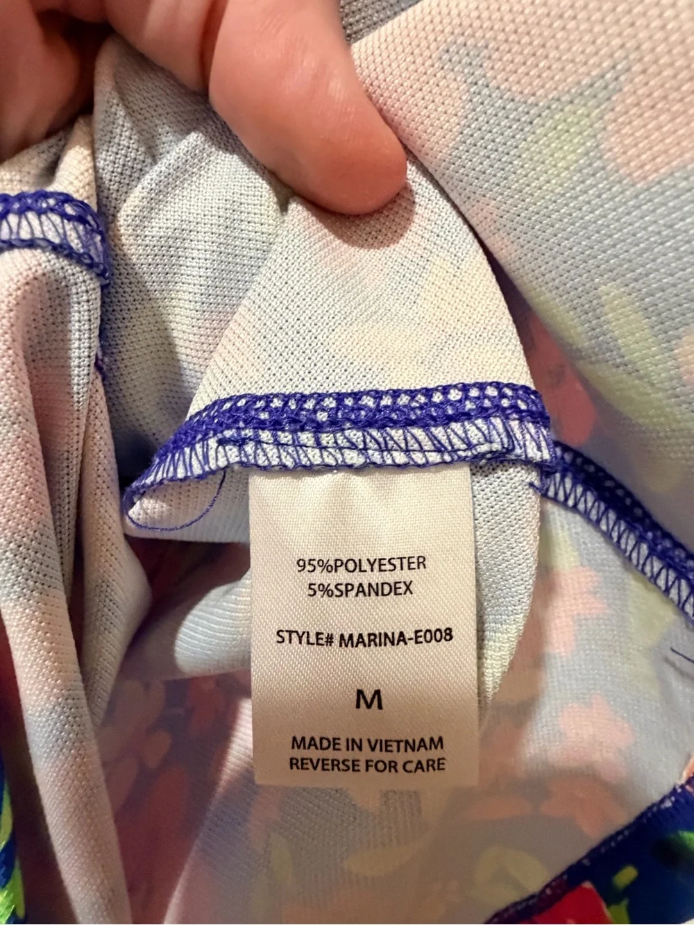 Women’s Floral Half-Zip Performance Top - Blue/Pink - Picture 5 of 7
